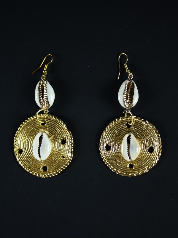 Boucles d'oreilles en Poids Akan et cauris