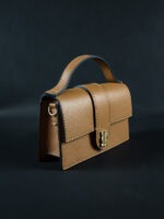 PETIT SAC EN CUIR CAMEL RECTANGULAIRE AVEC POIDS AKAN