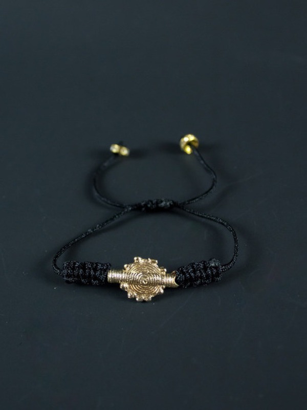 Bracelet cordon ficelle et Poids Akan Soleil