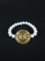 Bracelet avec perles de pierre et Poids Akan Grand Soleil