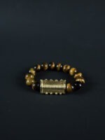 Bracelet avec oeil de tigre et Poids Akan Lame de rasoir