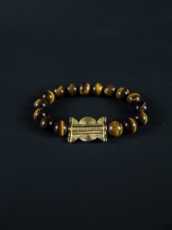 Bracelet avec oeil de tigre et Poids Akan Tam-tam