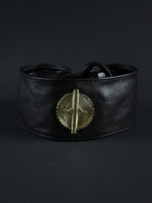 Ceinture en cuir noir avec Poids Akan