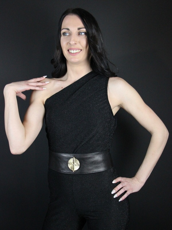 Ceinture en cuir noir avec Poids Akan
