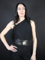 Ceinture en cuir noir avec Poids Akan