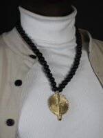Collier mixte noir avec un grand Poids Akan