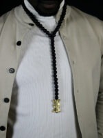 Collier mixte noir style cravate avec un Poids Akan Tam-tam