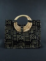 Sac en tissu avec poignée en osier - Motif x