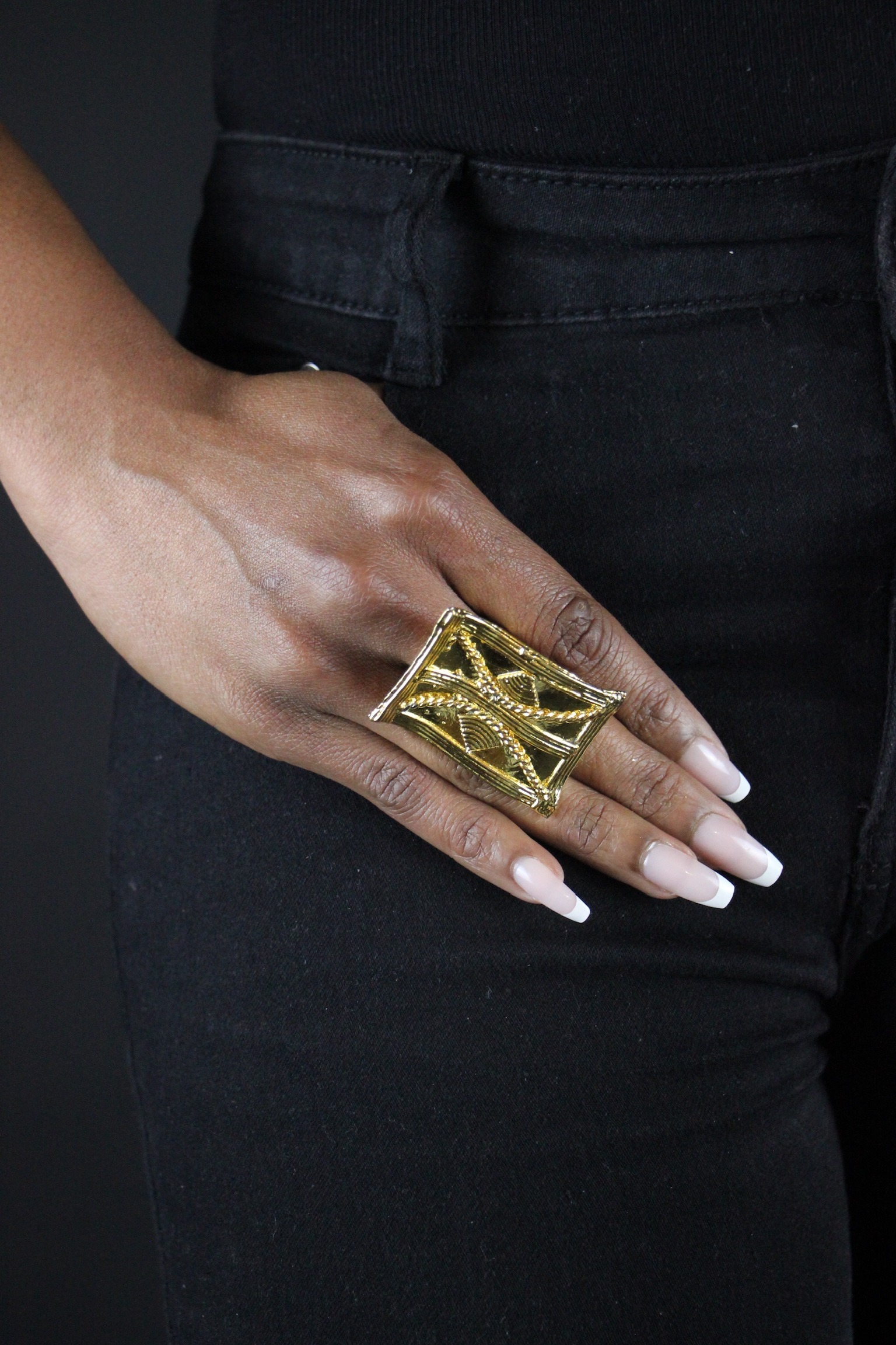 Bague en Poids Akan rectangulaire - Grand format