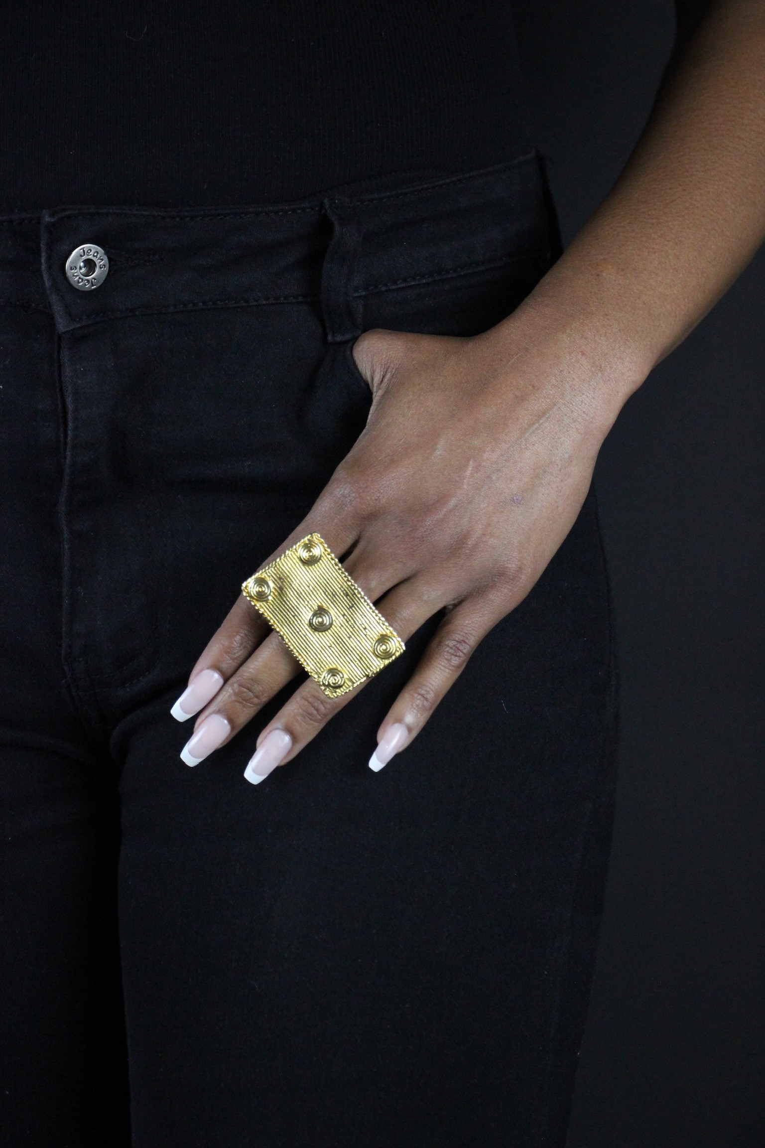 Bague en Poids Akan rectangulaire - Grand format - Pièce unique